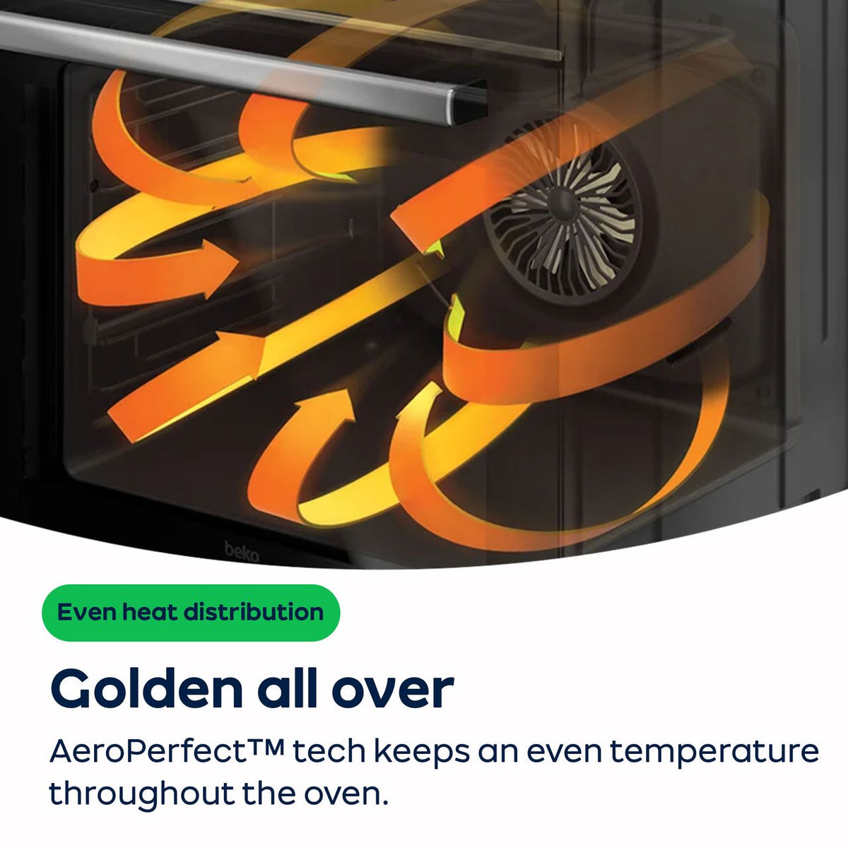 Beko AeroPerfect™ RecycledNet® Electric Single Oven - Stainless Steel - Annotation - Aero perfect shot