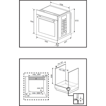 Beko AeroPerfect™ RecycledNet® Built In Electric Single Oven - Stainless Steel  - Annotation - Dimension shot