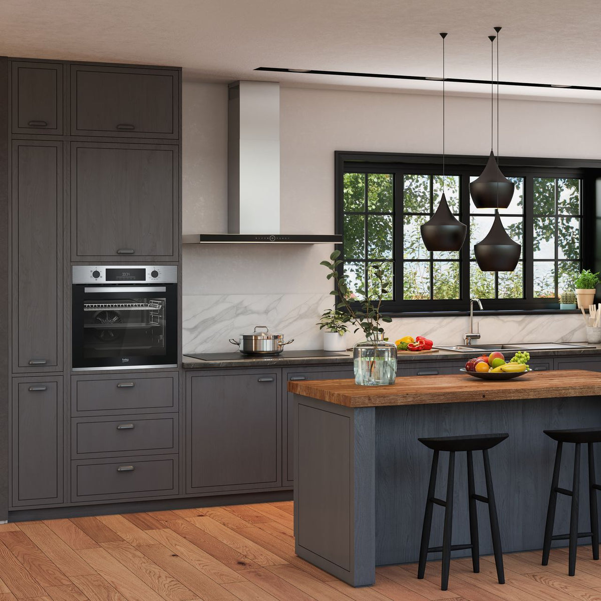 Beko AeroPerfect™ Electric Single Oven - Stainless Steel - Single oven in modern kitchen