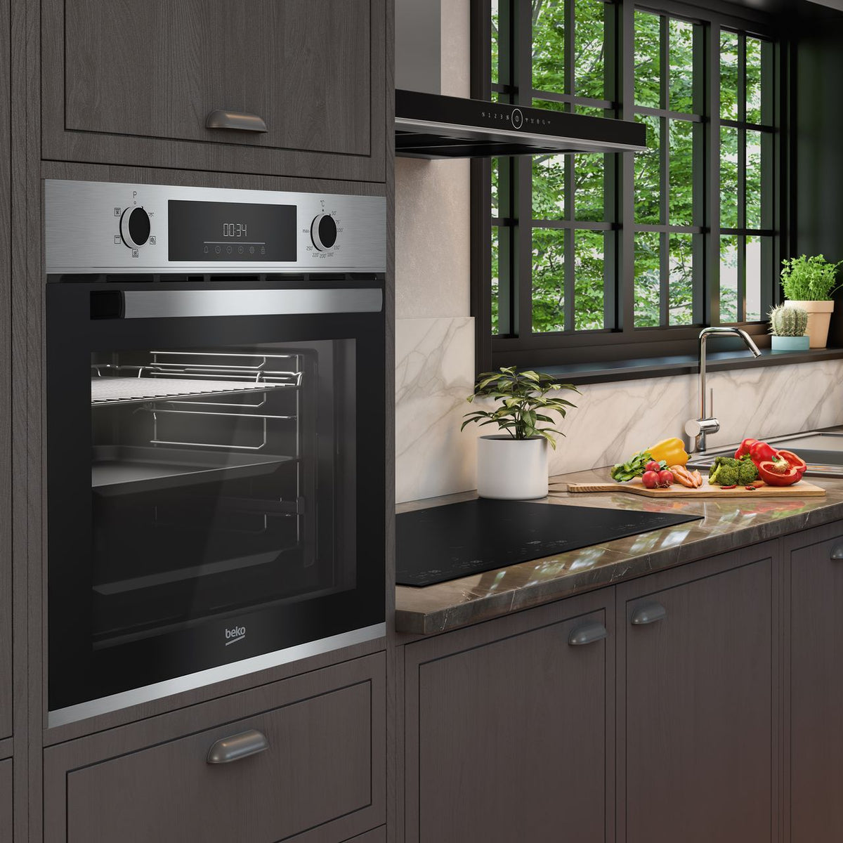 Beko AeroPerfect™ Electric Single Oven - Stainless Steel - Single oven in modern kitchen