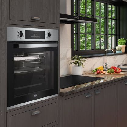 Beko AeroPerfect™ Electric Single Oven - Stainless Steel - Single oven in modern kitchen