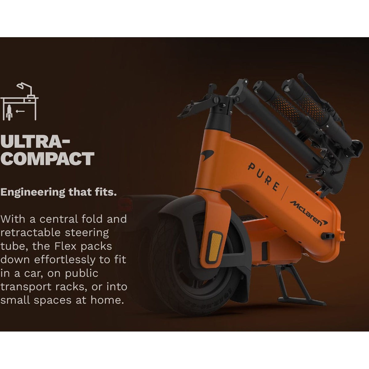 Pure McLaren Flex Electric Scooter - Annotation - Ultra compact