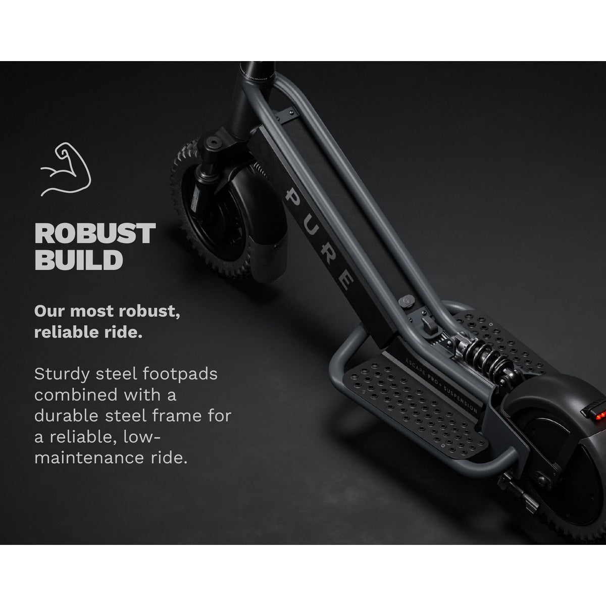 Pure Escape Ultra Max Suspension Electric Scooter - Annotation - Robust build
