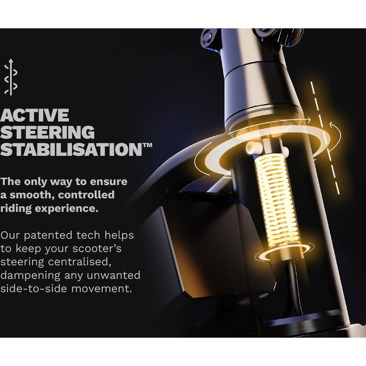 Pure Escape Ultra Max Suspension Electric Scooter - Annotation - Active steering stabilisation