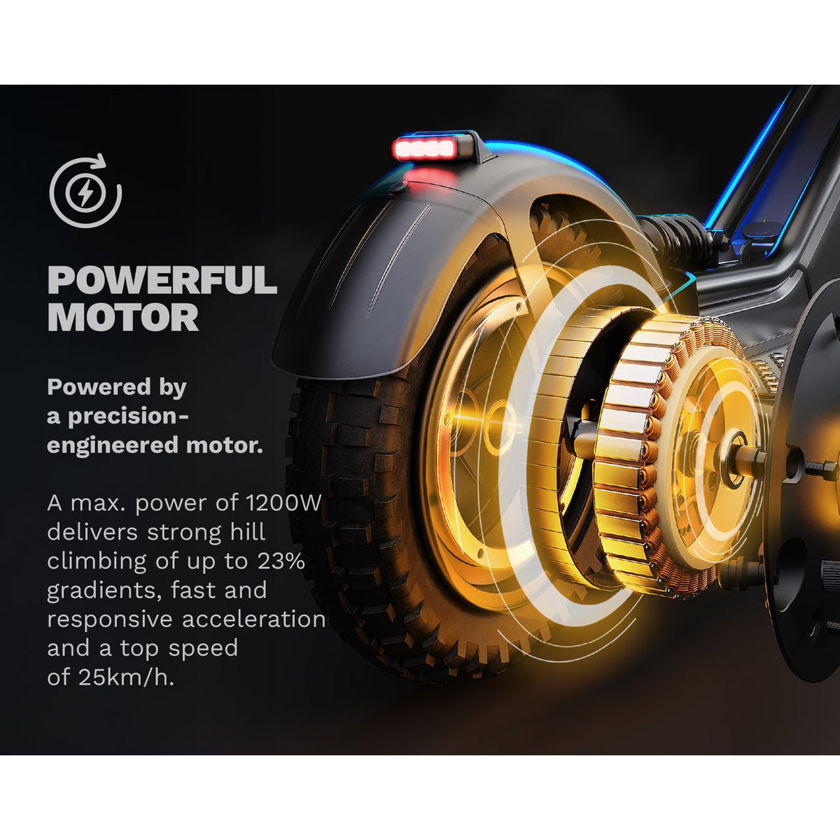 Pure Escape Ultra Max Suspension Electric Scooter - Annotation - Powerful motor