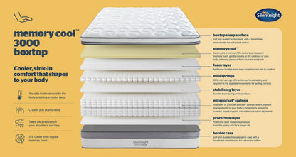 Silentnight 3000 Pocket Memory Cool Boxtop Mattress – Double (4ft 6) Mattress – image 1