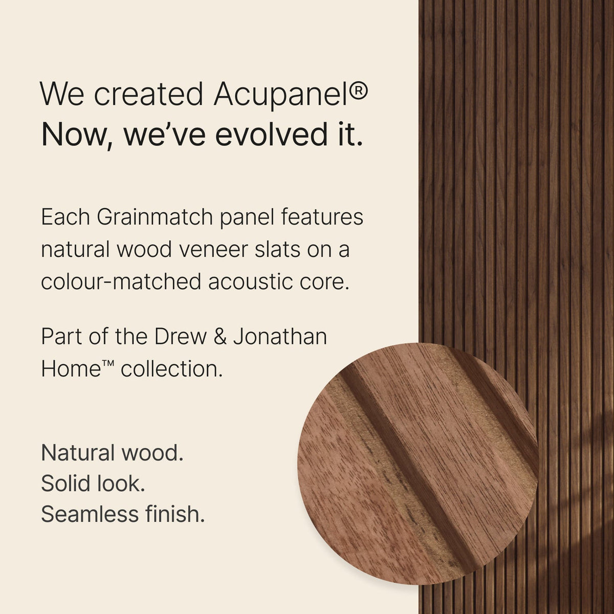 Acupanel® Drew & Jonathan Home™ Grainmatch Walnut Acoustic Slat Wall Panel