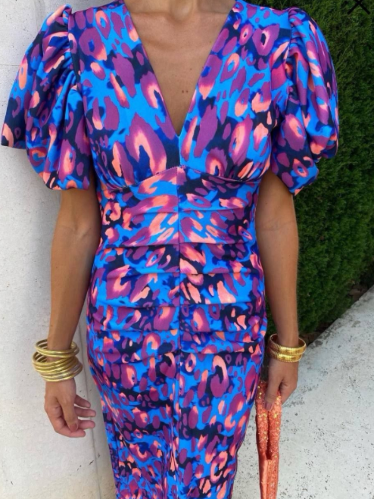 Ursula | Levendige plissé midi-jurk - Afbeelding 6